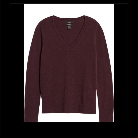 Halogen V neck 100% cashmere sweater size XS burgundy, NWT - Picture 3 of 11